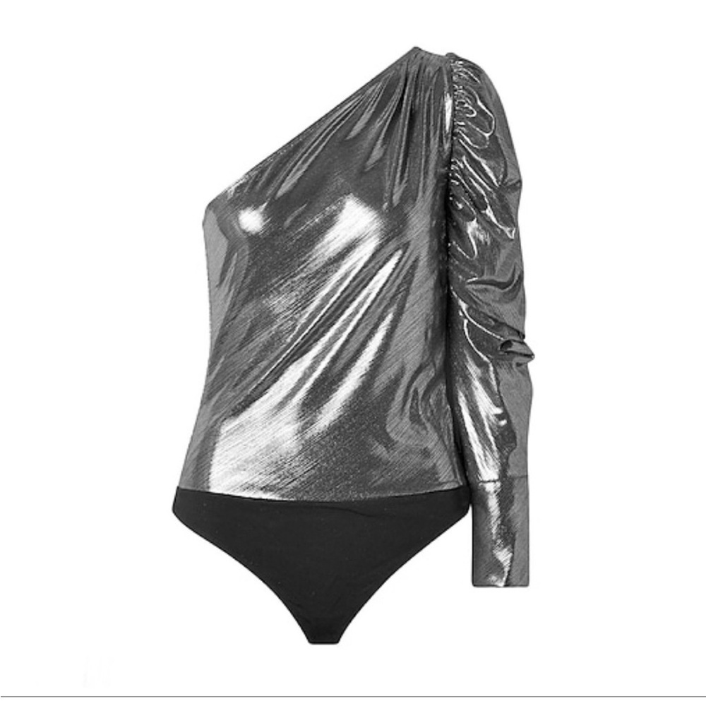 ALIX NYC Black and Shiny Silver Gray Bodysuit Size S